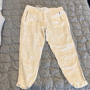 Athleta White Linen Jogger Pants